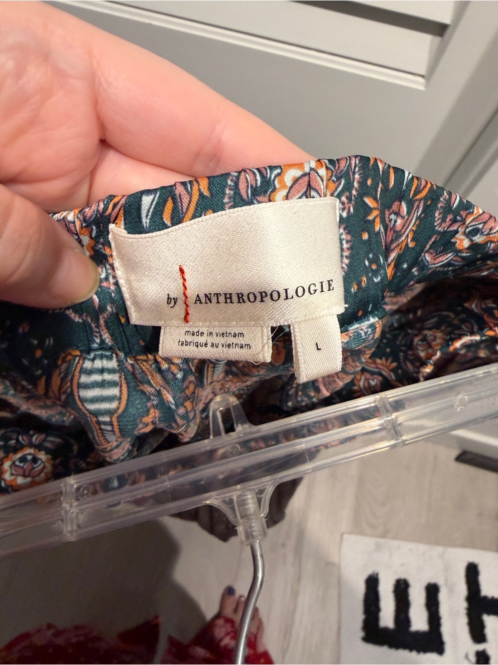 Anthropologie Teal Floral-Print Wide Leg Pants- L - Picture 4 of 4